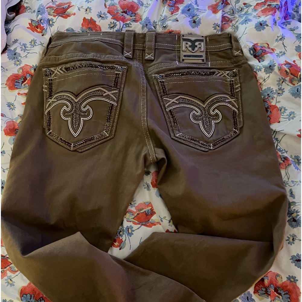 Tan rock revival jeans, good condition, no stains smoke free home